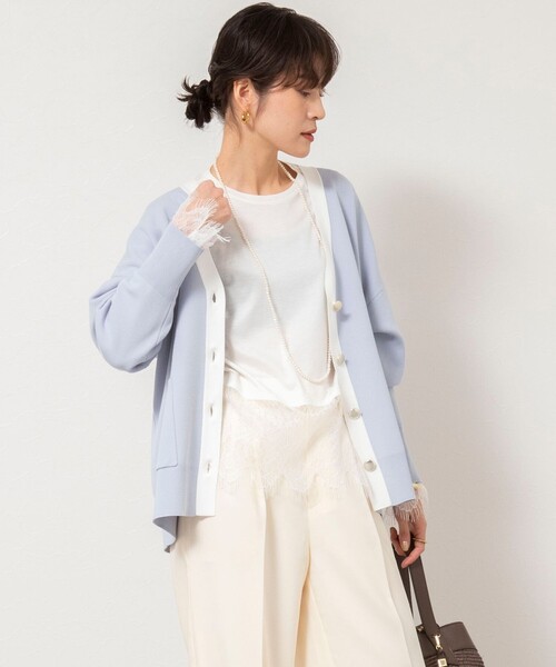 【NOLLEY'S sophi】ウォッシャブルレース切替ロンT NOLLEY'S Sophi（ノーリーズソフィー） tシャツ ウォッシャブルレース