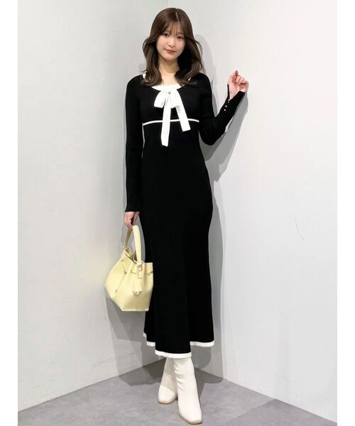 ⭐️トゥービーシック⭐️バイカラーリブニット♡チュニックワンピース❤️新品未使用 MERCURYDUO（マーキュリーデュオ） ワンピース バイカラーリボン