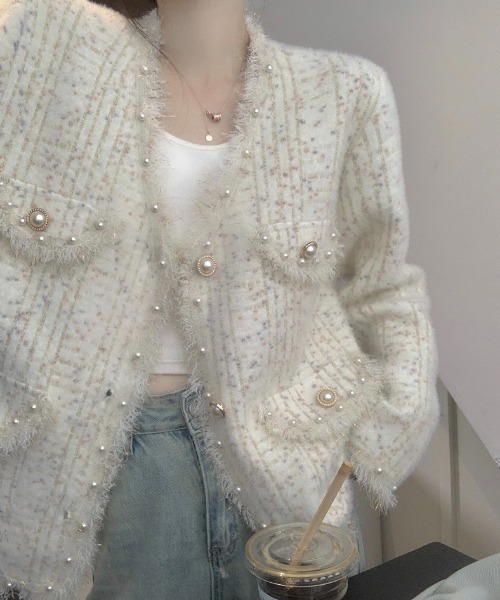 「DIAVEL」 ニットカーディガン M アイボリー レディース_画像2