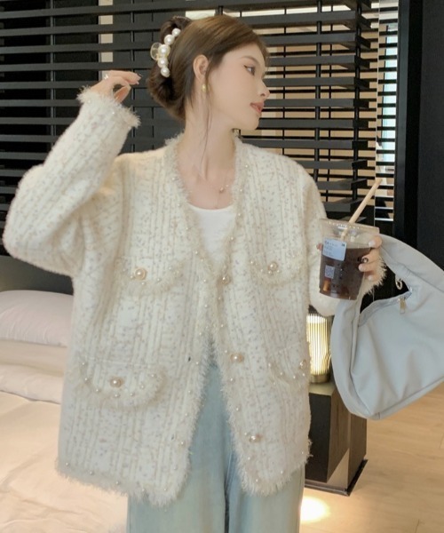 「DIAVEL」 ニットカーディガン M アイボリー レディース_画像4