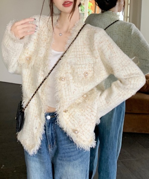 「DIAVEL」 ニットカーディガン M アイボリー レディース_画像6