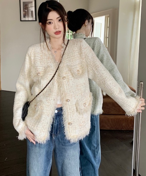 「DIAVEL」 ニットカーディガン M アイボリー レディース_画像7