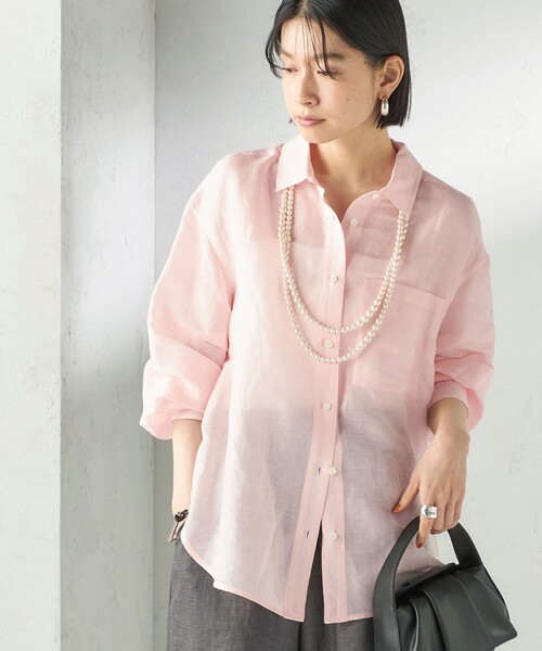 ブラウス シャツ 「実力派ベーシック」「手洗い可能」IMPERIAL LINEN 混 オーバー サイズ シャツ レディースの画像