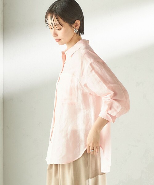 ブラウス シャツ 「実力派ベーシック」「手洗い可能」IMPERIAL LINEN 混 オーバー サイズ シャツ レディースの画像