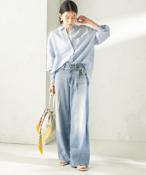 ブラウス シャツ 「実力派ベーシック」「手洗い可能」IMPERIAL LINEN 混 オーバー サイズ シャツ レディースの画像