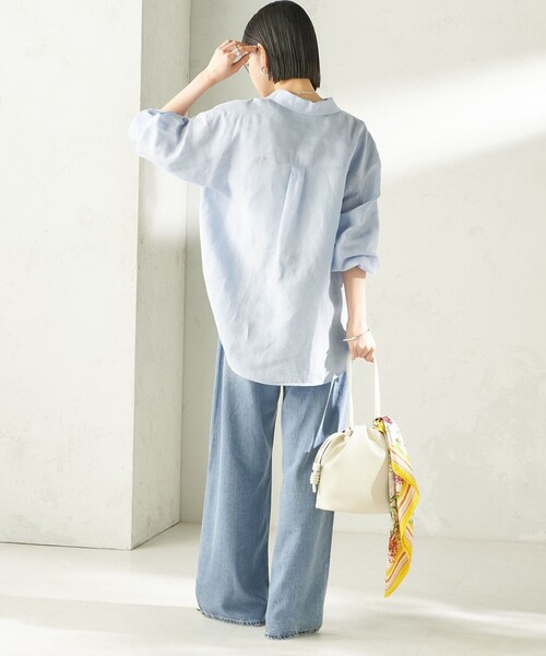 ブラウス シャツ 「実力派ベーシック」「手洗い可能」IMPERIAL LINEN 混 オーバー サイズ シャツ レディースの画像