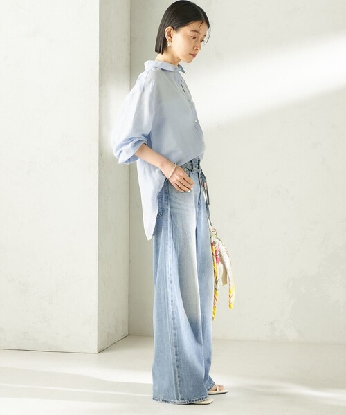ブラウス シャツ 「実力派ベーシック」「手洗い可能」IMPERIAL LINEN 混 オーバー サイズ シャツ レディースの画像
