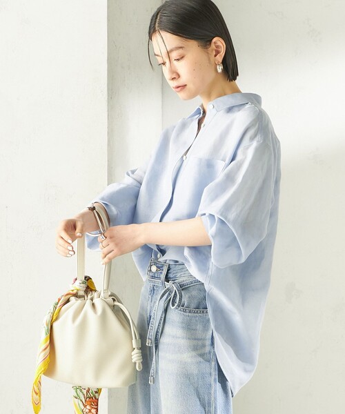 ブラウス シャツ 「実力派ベーシック」「手洗い可能」IMPERIAL LINEN 混 オーバー サイズ シャツ レディースの画像