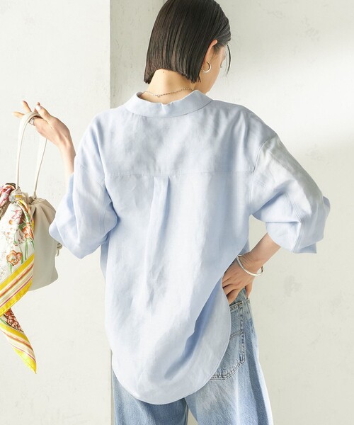 ブラウス シャツ 「実力派ベーシック」「手洗い可能」IMPERIAL LINEN 混 オーバー サイズ シャツ レディースの画像