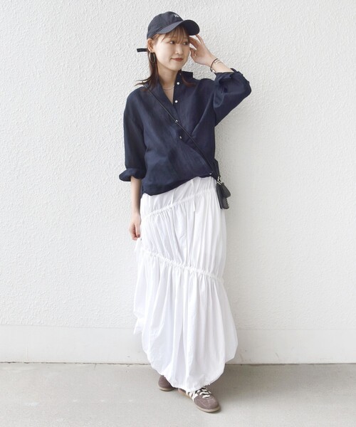 ブラウス シャツ 「実力派ベーシック」「手洗い可能」IMPERIAL LINEN 混 オーバー サイズ シャツ レディースの画像