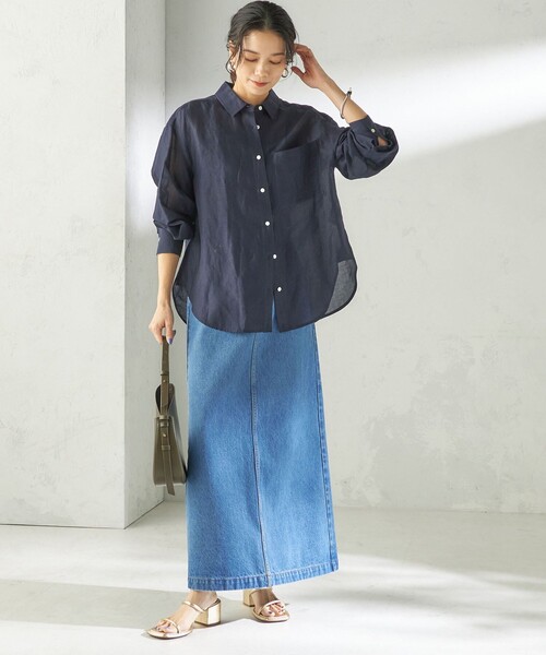 ブラウス シャツ 「実力派ベーシック」「手洗い可能」IMPERIAL LINEN 混 オーバー サイズ シャツ レディースの画像