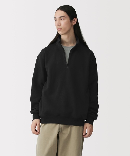 WATWING FC限定 ハーフジップ L スウェット トレーナー ブラック 無印良品（MUJI） トレーナー スウェット 紳士 ハーフジップスウェット