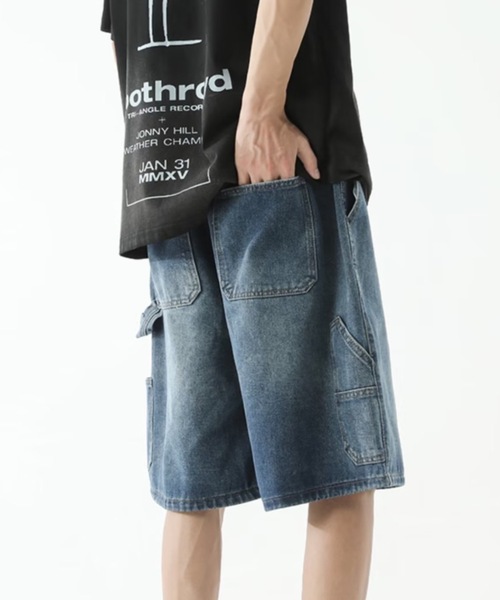 ワイドパンツ ハーフパンツ ジーンズ 短パン 「26年春新作」「UNISEX