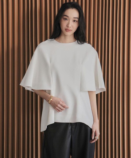 ELFRANK tシャツ 半袖 「2026SS」上質ジョーゼットブラウス ケープ