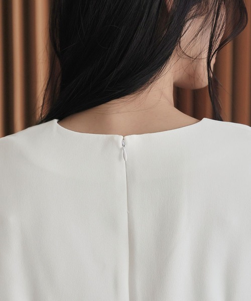 ELFRANK tシャツ 半袖 上質ジョーゼットブラウス ケープスリーブ