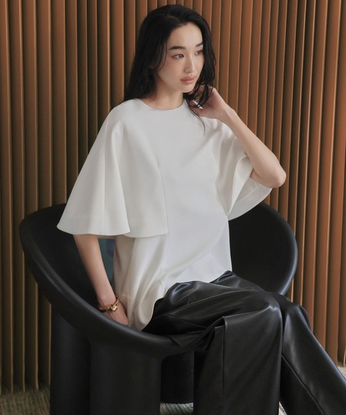 ELFRANK tシャツ 半袖 「2026SS」上質ジョーゼットブラウス ケープ
