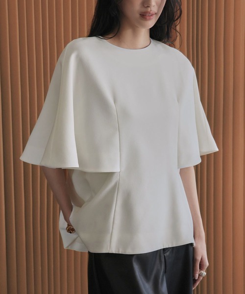 ELFRANK tシャツ 半袖 「2026SS」上質ジョーゼットブラウス ケープ