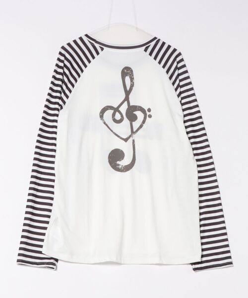 Lis ardent tシャツ ボーダー袖グラフィック薄手ロンT／オーバーサイズ