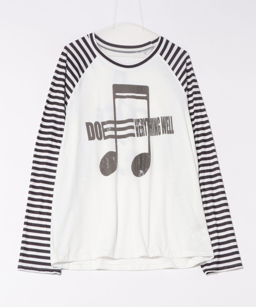 Lis ardent tシャツ ボーダー袖グラフィック薄手ロンT／オーバーサイズ