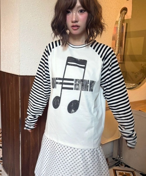 Lis ardent tシャツ 2026AW ボーダー袖グラフィックロンT／オーバー