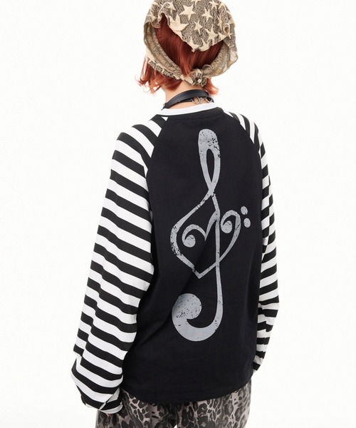 Lis ardent tシャツ 2026AW ボーダー袖グラフィックロンT／オーバー