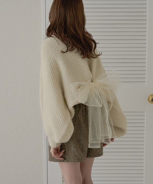 「Ambre Neige」 ニットボレロ FREE チャコールグレー レディース_画像3