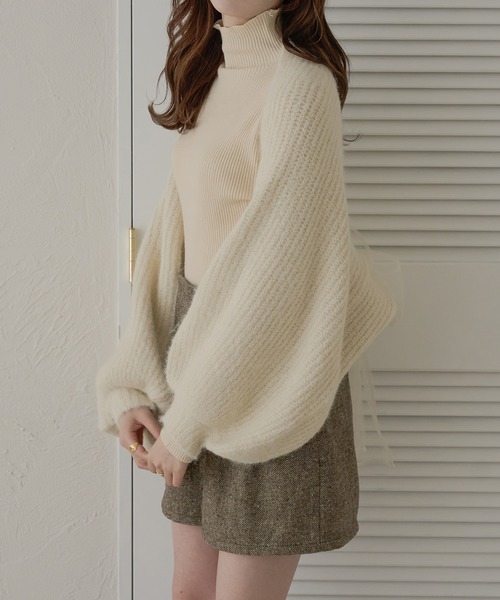 「Ambre Neige」 ニットボレロ FREE チャコールグレー レディース_画像4