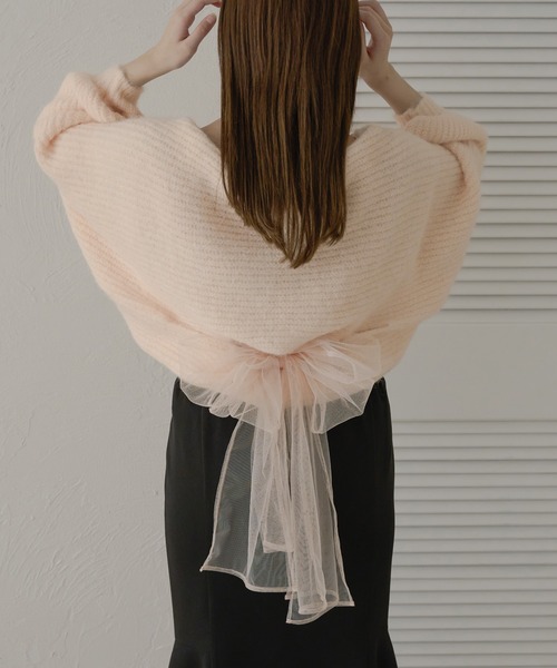 「Ambre Neige」 ニットボレロ FREE チャコールグレー レディース_画像6