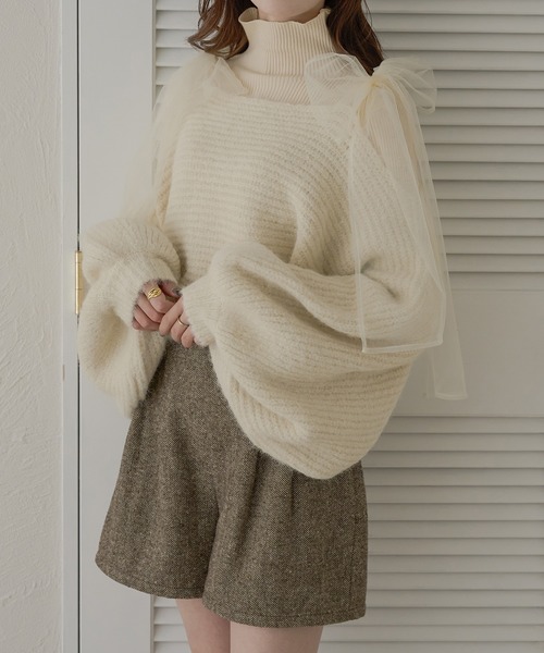 「Ambre Neige」 ニットボレロ FREE チャコールグレー レディース_画像7