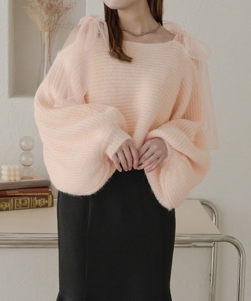 「Ambre Neige」 ニットボレロ FREE チャコールグレー レディース_画像9