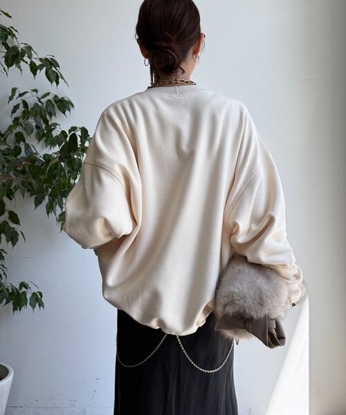 「DouDou」 スウェットカットソー FREE アイボリー レディースの画像