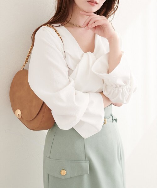 natural couture ブラウス シャツ フロントねじりブラウス レディース 