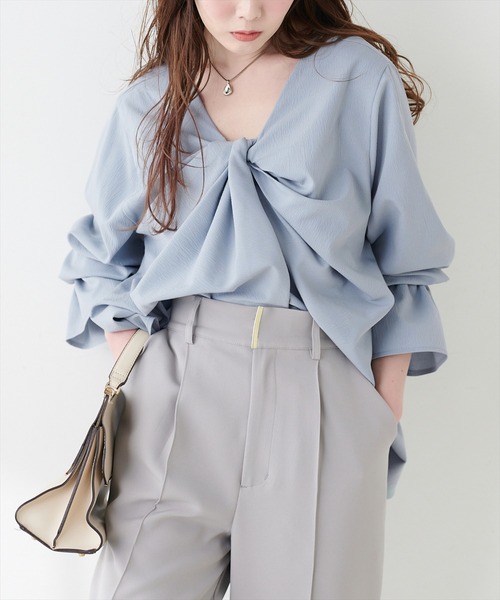 natural couture ブラウス シャツ フロントねじりブラウス レディース