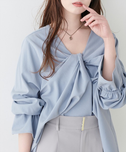 natural couture ブラウス シャツ フロントねじりブラウス レディース 