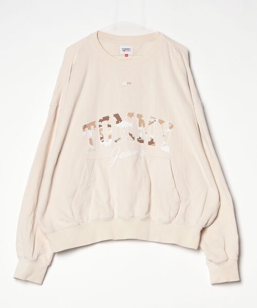 「TOMMY JEANS」 スウェットカットソー LARGE ベージュ メンズ