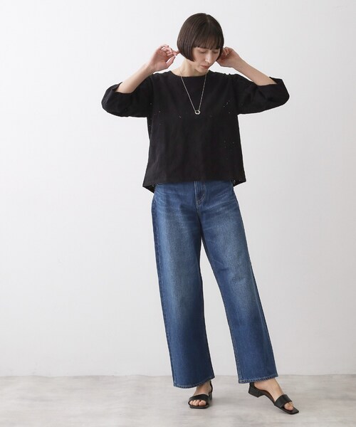 Dessin（デッサン） tシャツ 「洗える」七分袖レースカットソー 