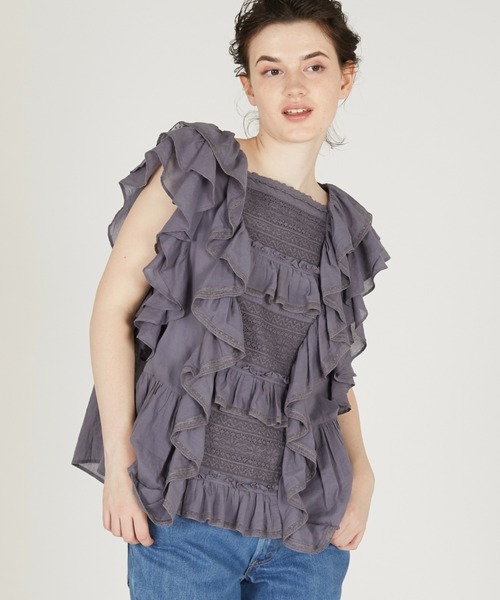 【crinkle crinkle crinkle】 2way ブラウス crinkle crinkle crinkle | フロントタペストリー 2WAYブラウス WOMEN