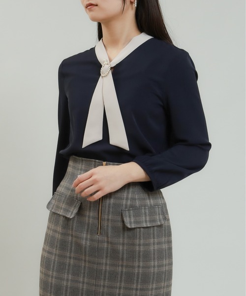 「ASTORIA ODIER」 7分袖ブラウス MEDIUM グレイッシュブルー レディース_画像4