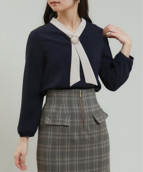 「ASTORIA ODIER」 7分袖ブラウス MEDIUM グレイッシュブルー レディース_画像5
