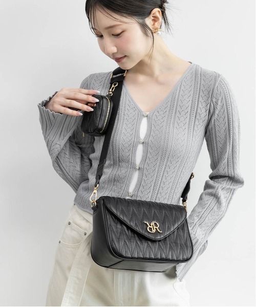 DONK キルティングショルダーバッグ 黒 RANDA（ランダ） ショルダーバッグ バッグ 2WAY ミニポーチ付き