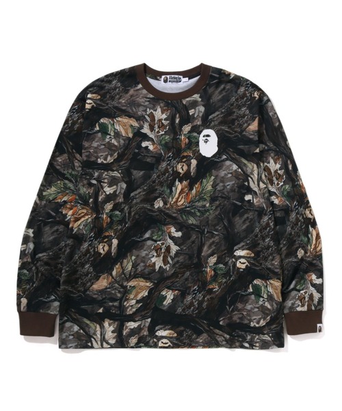A BATHING APE ロンT 袖ロゴ ブラウン M A BATHING APE（アベイシングエイプ） 長袖Tシャツ LARGE ブラウン