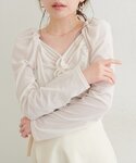tシャツ ギャザーフリルベロアトップス レディースの詳細画像1