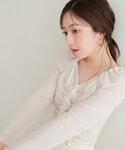 tシャツ ギャザーフリルベロアトップス レディースの詳細画像4