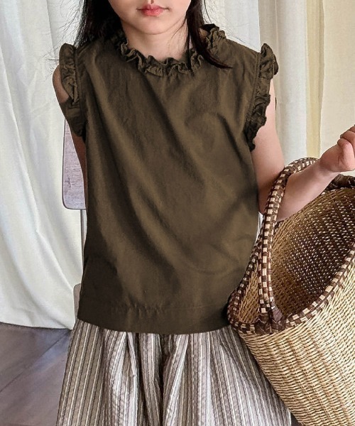 ブラウス シャツ フリル襟ノースリーブブラウス キッズ 子供服 女の子