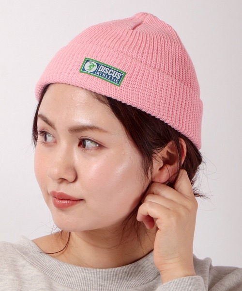 DISCUS ニット帽 ニットキャップ 「DISCUS」ワンポイント ショート