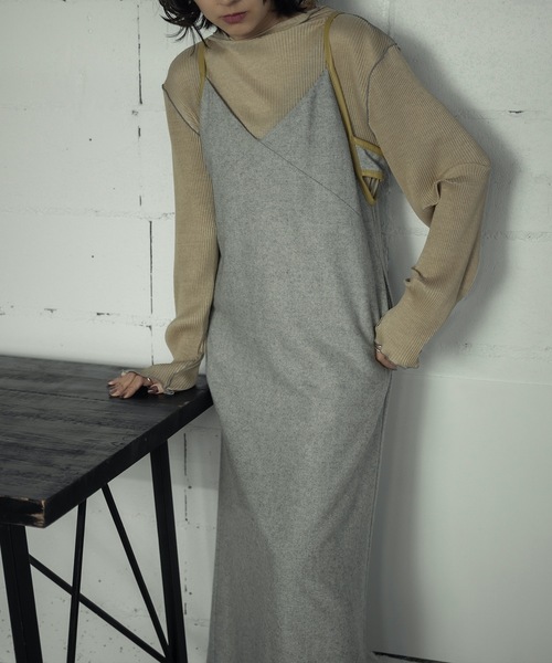 ANOGH ワンピース LEATHER PIPING CAMISOLE OP : ZOZOTOWN Yahoo!店  