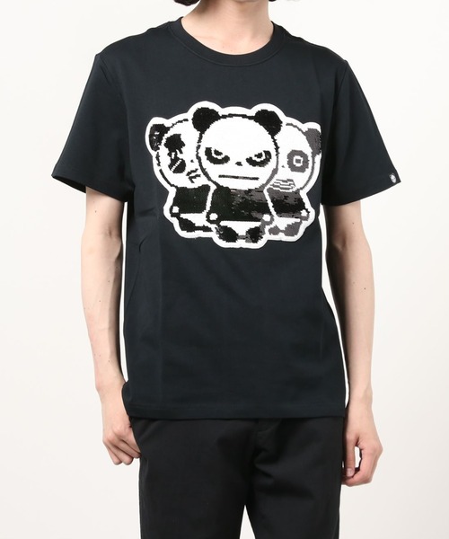 tシャツ HIPANDA ハイパンダ レディース F××K風ドクロモチーフ スパンコール刺繍 半袖Tシャツ レディース HIPANDA tシャツ ハイパンダ レディース F××K風ドクロモチーフ