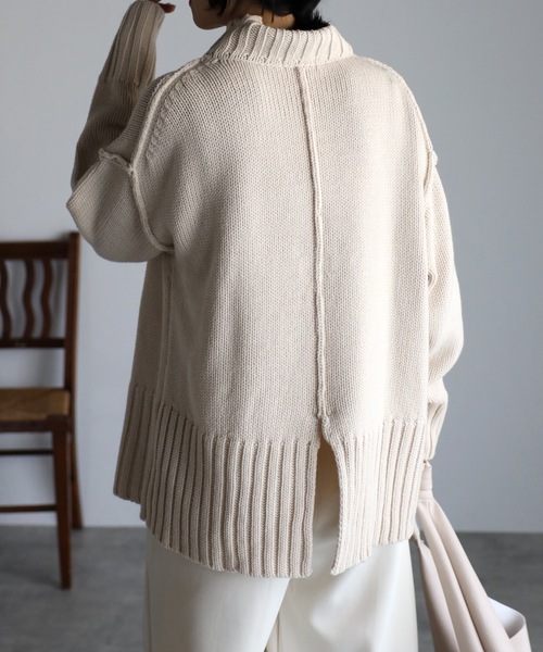 ニット セーター ハイネックバックスリットニット レディース バックスリットハイネックニット | natural couture(ナチュラル