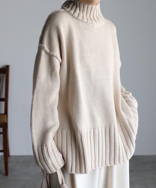 ニット セーター ハイネックバックスリットニット レディース ap retro ニット AW ハイネックバックスリットプルオーバー