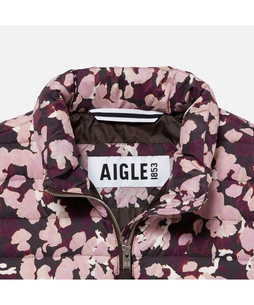AIGLE ダウン ダウンジャケット 撥水 オールオーバープリントダウン 